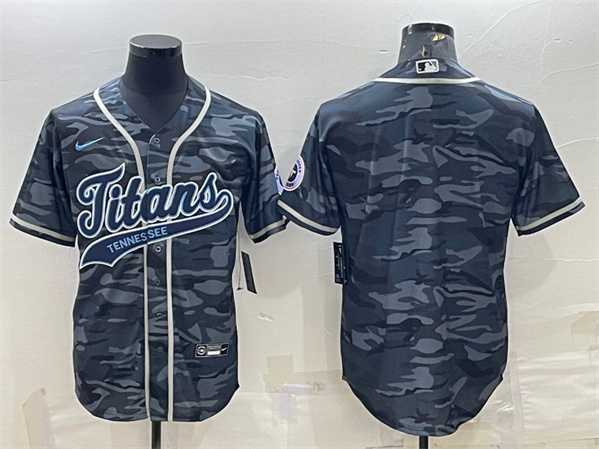 Men's Tennessee Titans Blank Gray Camo With Patch Cool Base Stitched Baseball Jersey